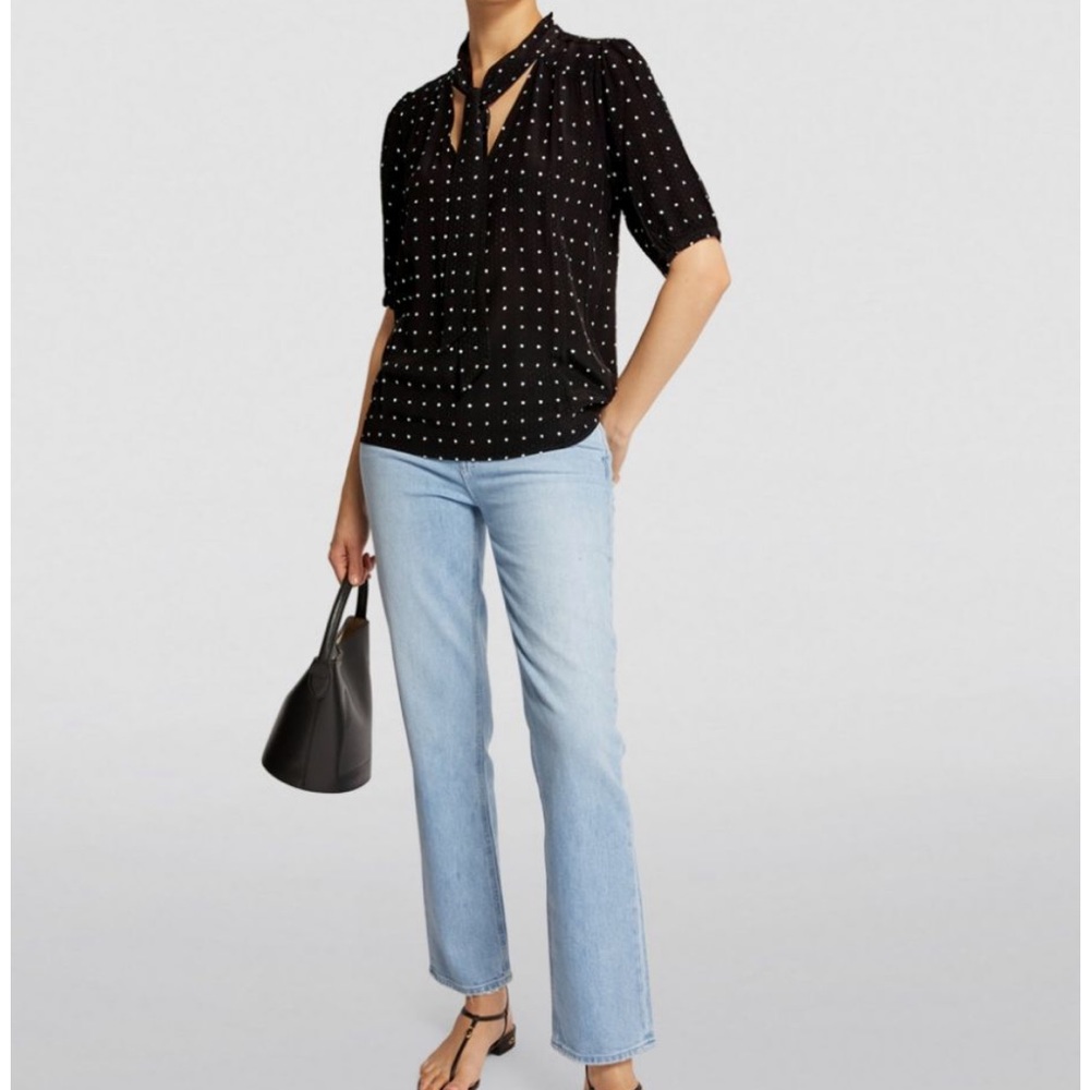 Paige Rayon Diana Dot Tie Blouse XS